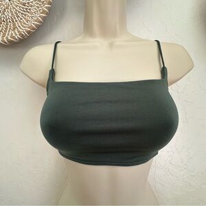 Anthropologie LyreBird Skin Square-Neck Seamless Bralette in Dark Green. S/M